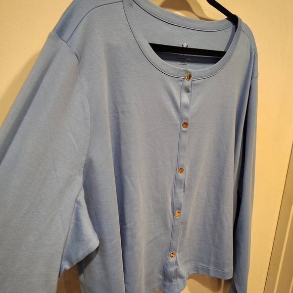 Isaac Mizrahi Live Blue Knit Snap Front Cardigan Shirt Jacket 4X Travel Casual - Picture 4 of 8